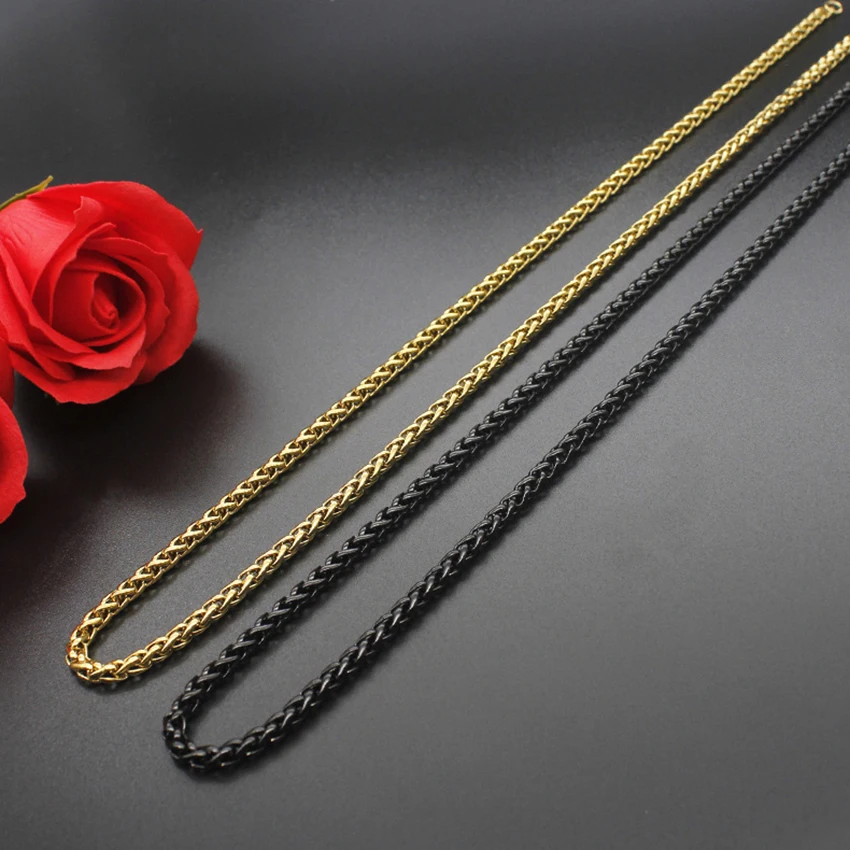 Fashion Stainless Steel Plated Broccoli Chain Stainless Steel Plated Black Keel Chain Net Red Sweater Chain Hot Sale