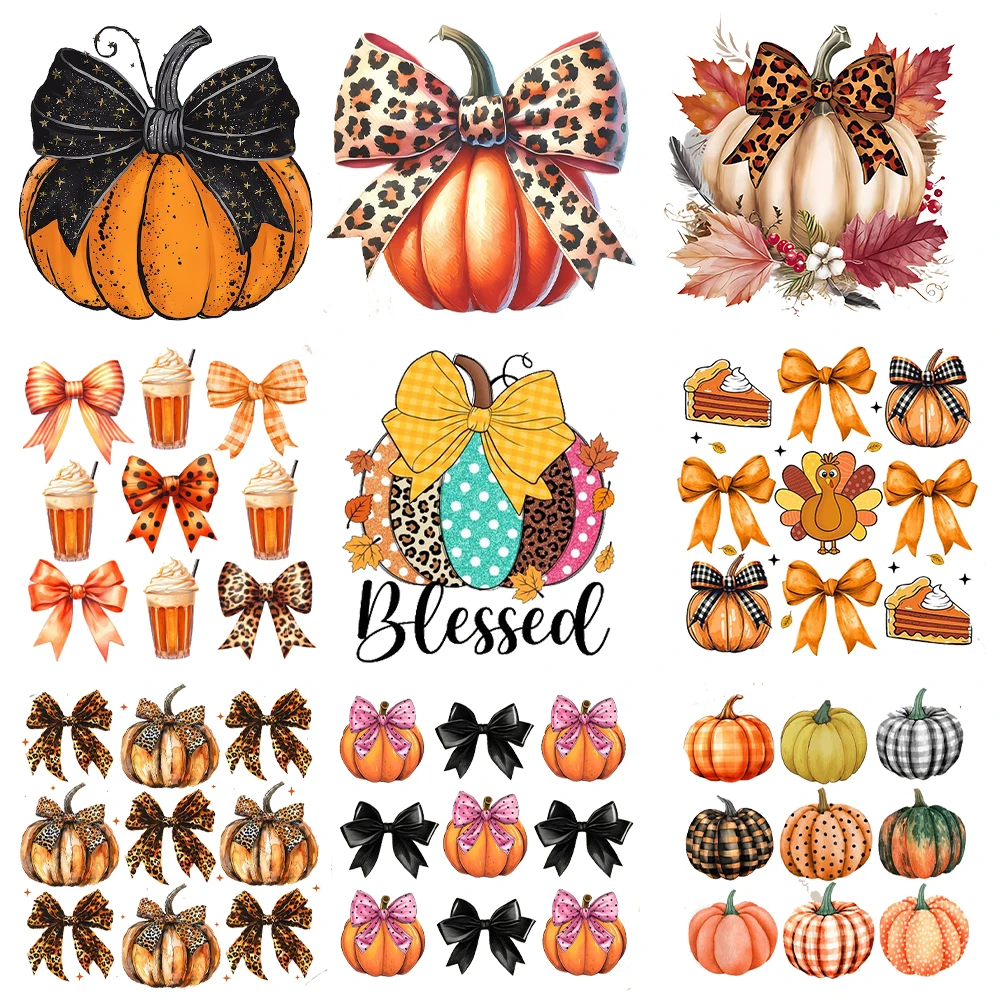 Halloween Pumpkin Patch DIY Heat Transfer Tops Appliqued Vinyl Iron on Patches Heat Print for Shirt Socks Hat Stickers