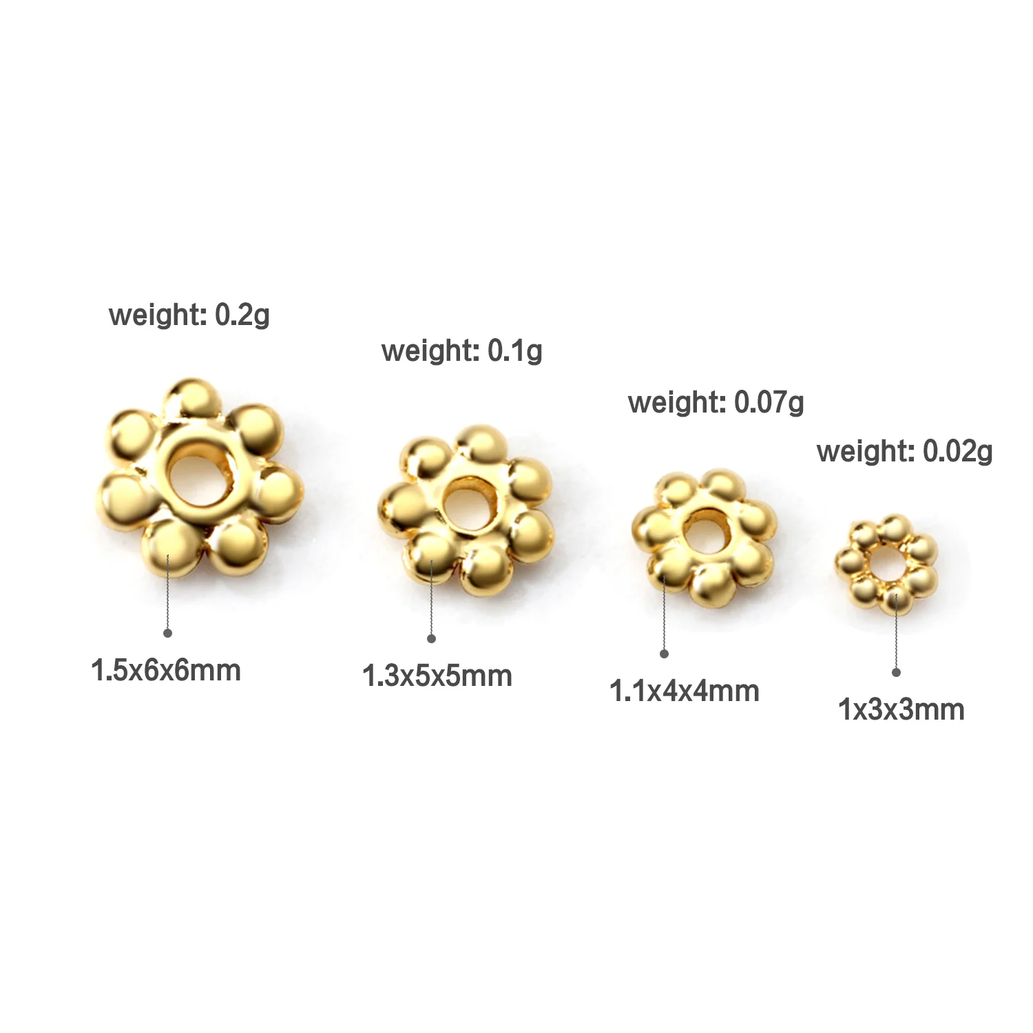 ASON 100pcs/lot Stainless Steel Snowflake Flower Spacer Beads Caps Loose Bead For Women Men DIY Necklaces Bracelet Making