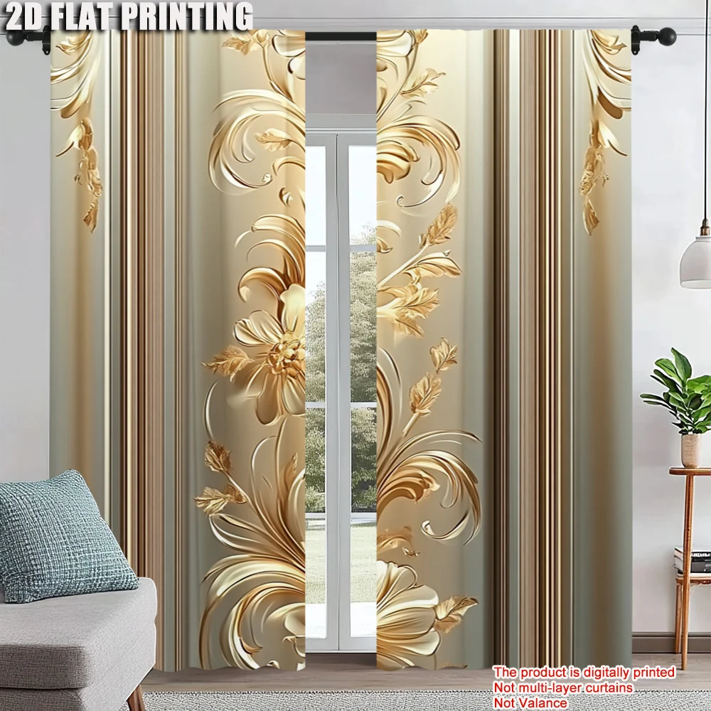 

2Pcs European Floral Window Curtains Vintage Drapes For Bedroom Office Kitchen Living Room Study Home Decor Rod Pocket Window