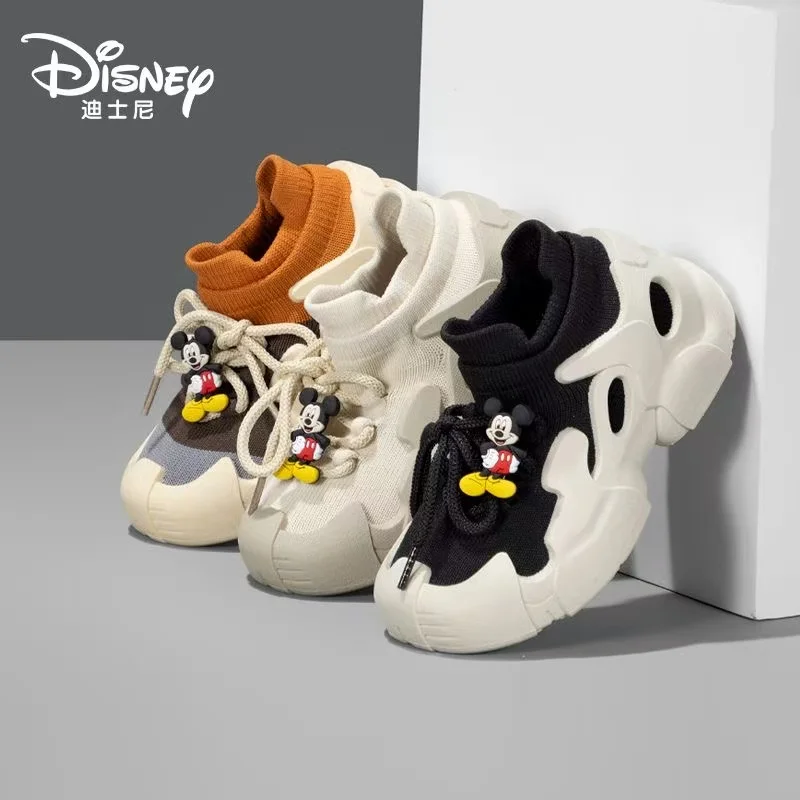 

real photos 2025 new autumn mickey mouse cartoon plus size student sports shoes flat bottomed children's kids board Casual Shoes