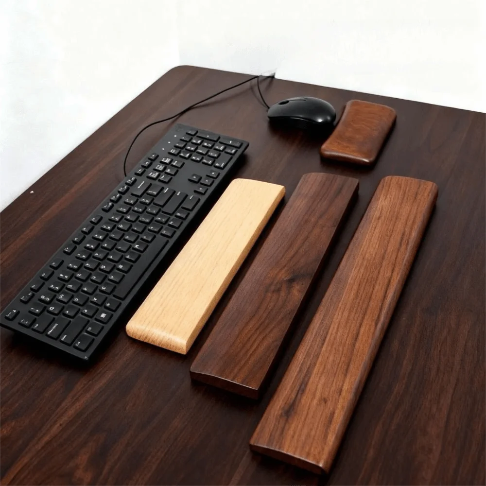 New Wooden Keyboard Wrist Rest for 60/87/104 Keys Ergonomic Rest Palm Pad Stain Resistant Walnut Wood Mechanical Keyboard Pad