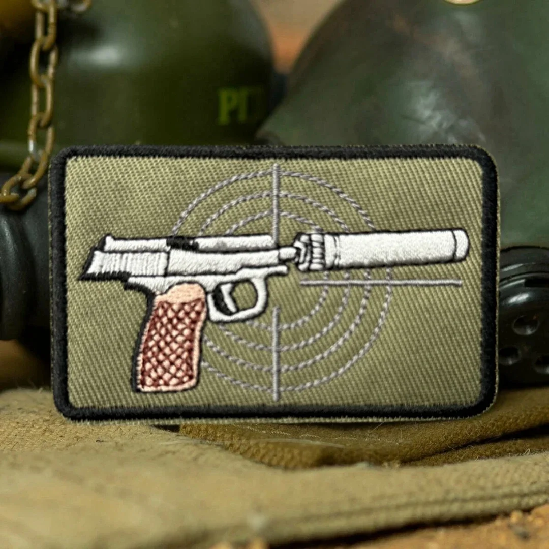 Insignia táctica moral de pistola gancho y bucle para ropa bordada - imagen 2