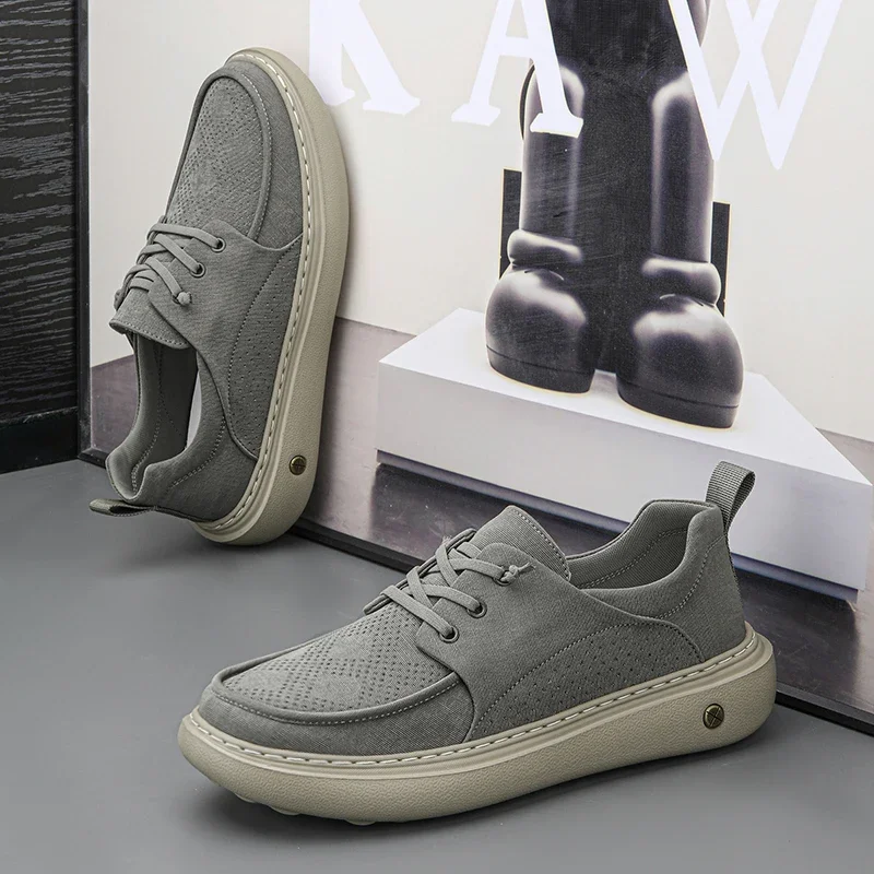 

Italian Men's Casual Leather Outdoor Antiskid Shoes Soft Bottom all-match Walking Shoes Comfy Minimalist Outdoor Lace-Up Shoes