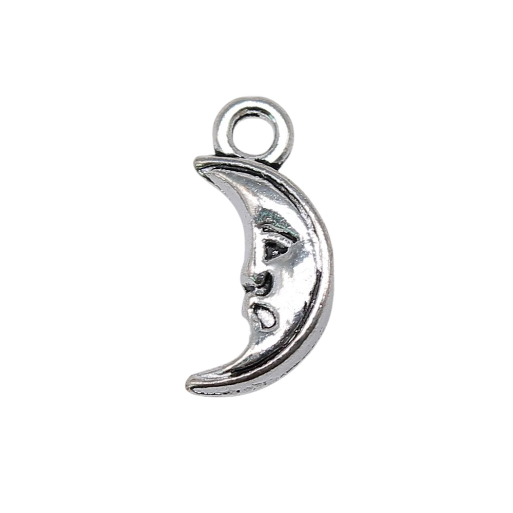 

Wholesale 400pcs/bag 13x6mm Small Crescent Moon Pendant Charm For Jewelry Making Moon Face Charm