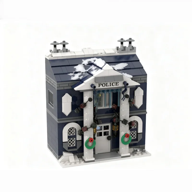 766 個 MOC 冬村警察署モデルビルディングブロック建築おもちゃ DIY クリスマスギフト教育レンガ子供の誕生日