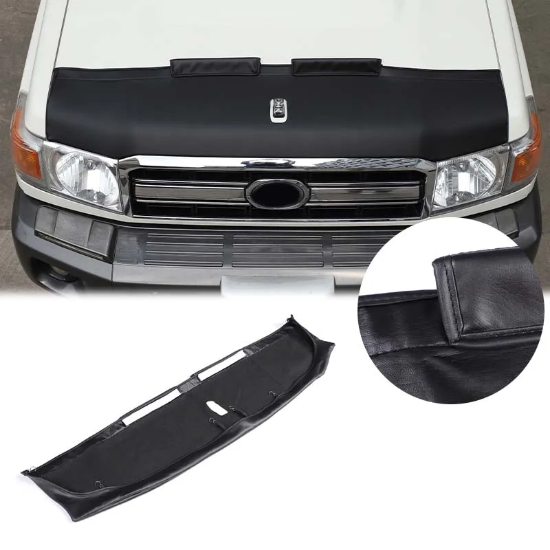 For Toyota LC71 LC76 LC79 2007-2023 Leather Black Car Hood Sand and Stone Deflector Protection Cover Car Protection Accessories
