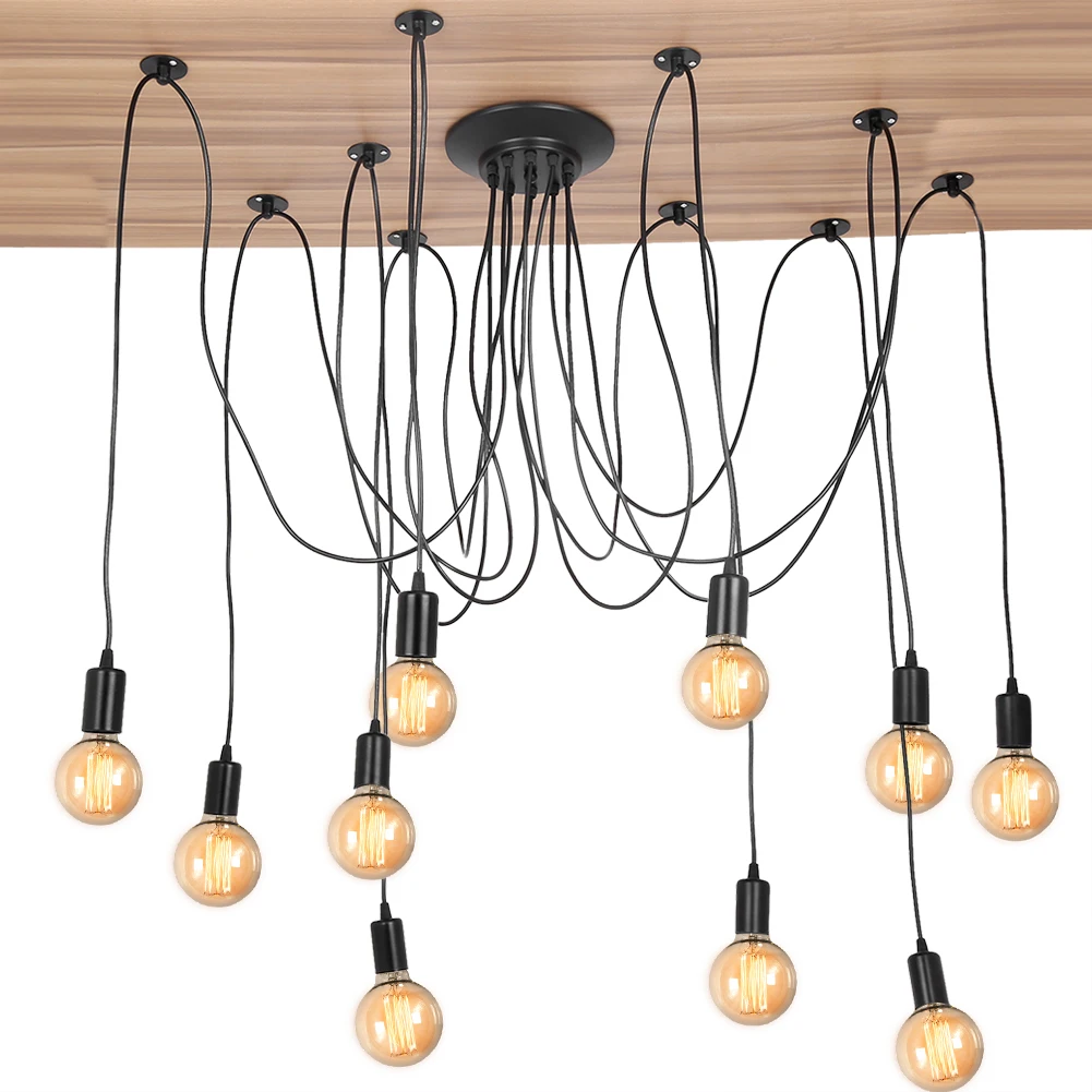 

ZK20 10 Head Industrial Vintage Style Pendant Light Holder Ceiling Lamp Hanger Fixtures