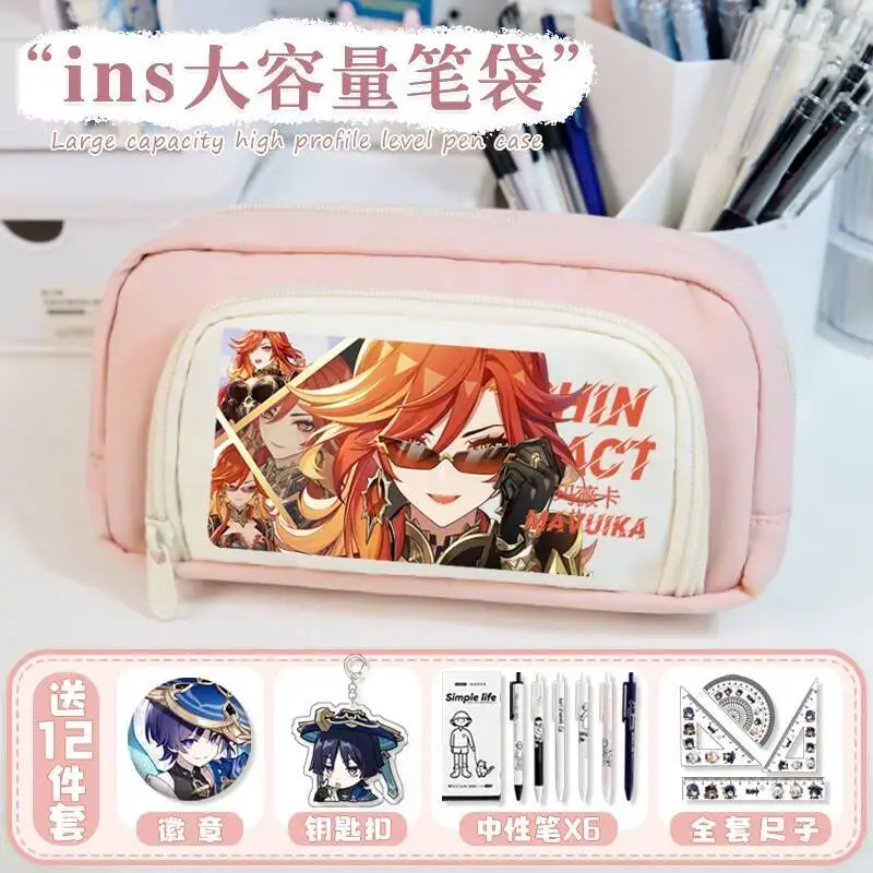 

Anime Game GS Impact Cos Kinich Mavuika Clorinde Mualani Kachina Unisex 2024 New Casual Portable Pencil Case Stationery Gift
