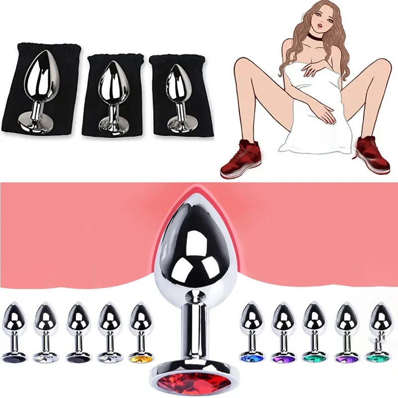 3 Size stainless steel Crystal plug stimulator Sex Anal Trainer prostate massager dildo BDSM toy for women man Gay