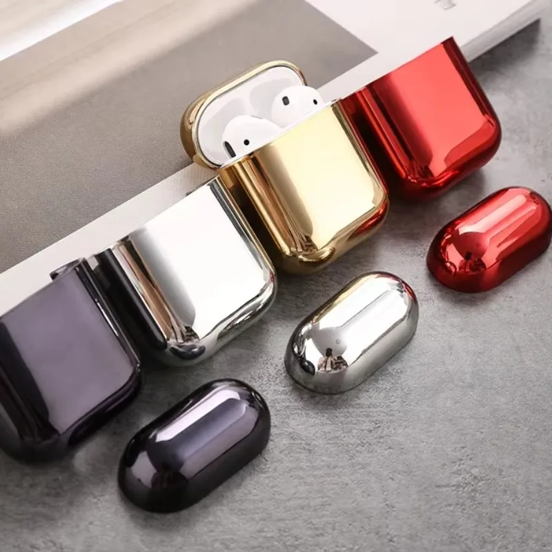 Electroplate PC Shining Plating Case for Apple Air Pods 1 2 for AirPods 2 1 Portable Earphone Protect Earphone Protective Covers