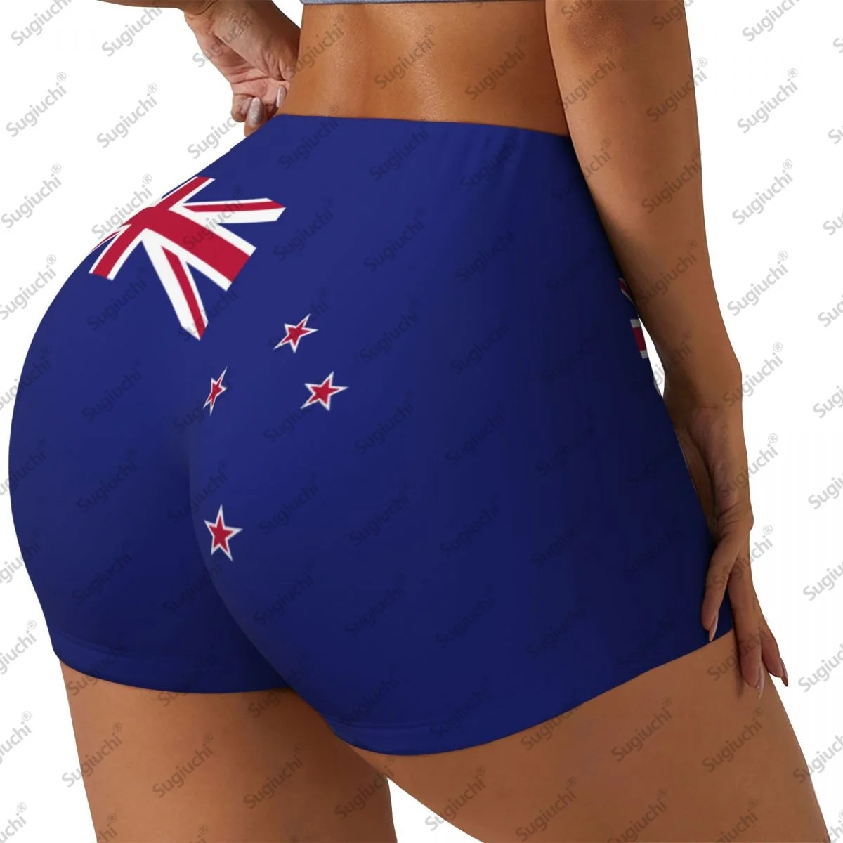 

2026 New Zealand Flag Yoga Shorts for Women Workout Scrunch Butt Lifting High Waisted Gym Running Short Pants