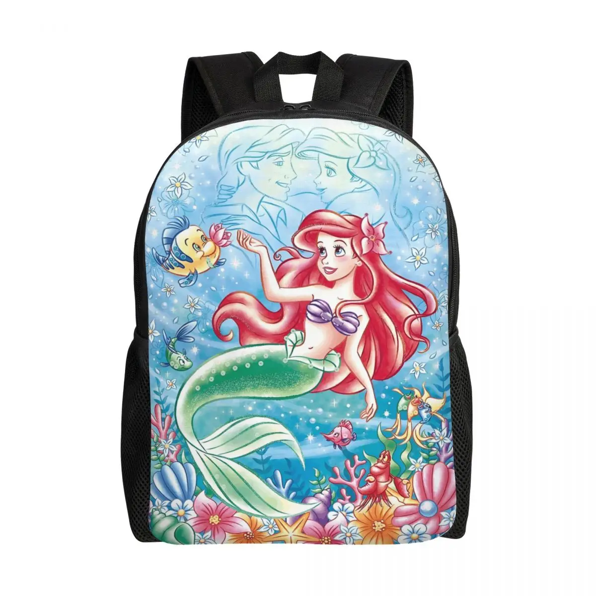 

Custom 3D Print Ariel Little Mermaid Backpack for Boys Girls The Comic College School Travel Bags Bookbag Fits 15 Inch Laptop