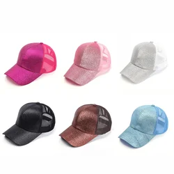 Glitter Ponytail Women's Baseball Cap Women Snapback Mesh Trucker Caps Female Summer Bone Black Adjustable Hip Hop Hats/Cap