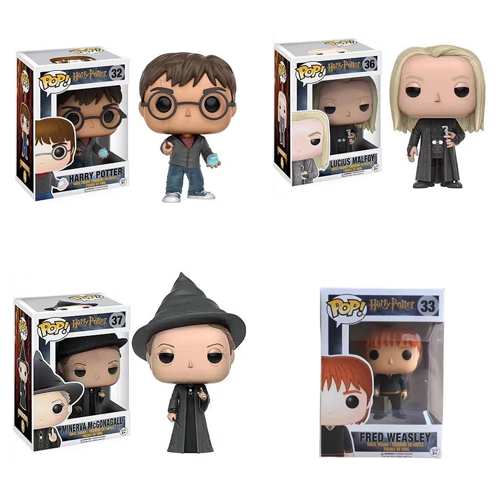 Anime Harry Potter Action Figure FUNKO POP Fred#33 Lucius #36 Model Ornaments Toys Cartoon Minerva#37 Desktop Decoration Gifts