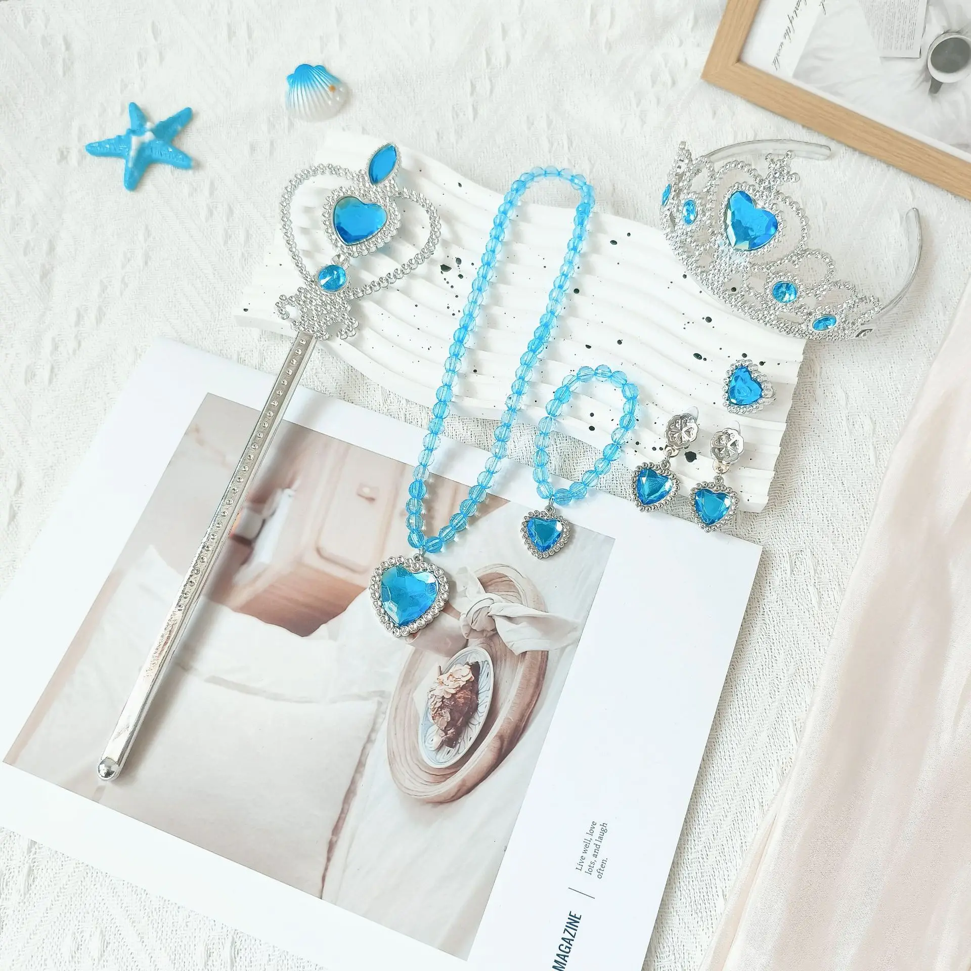 Girls Photography Props Frozen Crown Tiara Princess Elsa Magic Wand Children's Necklace Girls Necklace Children's Accessories