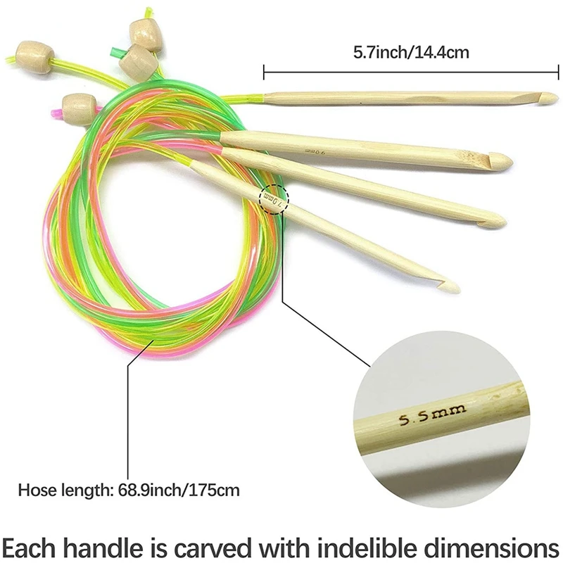 SEWS-23Pcs Tunisian Crochet Hook Set Include Plastic Cable Afghan Crochet Hook And Tunisian Afghan Aluminum Knitting Needles