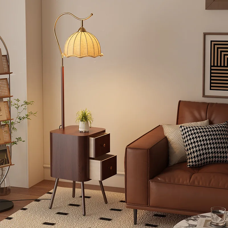 

French antique floor lamp, coffee table next to the sofa in the living room, vertical lamp, solid wood bedroom