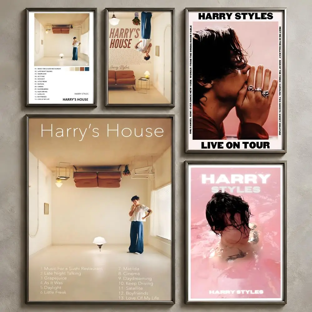 Singer H-Harry Styles-s Poster Vintage Self Adhesive PP Wall Art Home Bar Bedroom Decor Gift