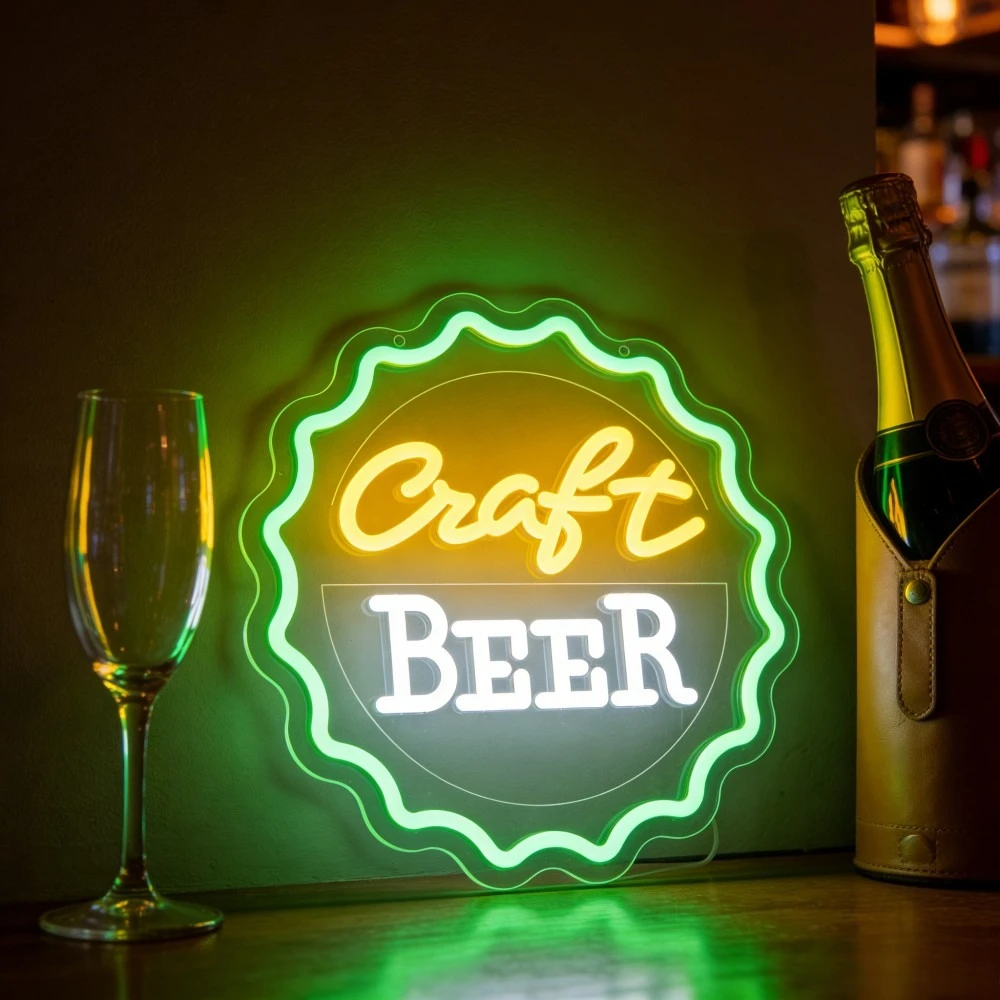 

Неоновая LED-вывеска Craft Beer Circle зеленого цвета с USB-питанием и регулировкой яркости, настенный светильник для пивоварни, бара, кафе, ресторана, домашнего декора, уникальные подарки