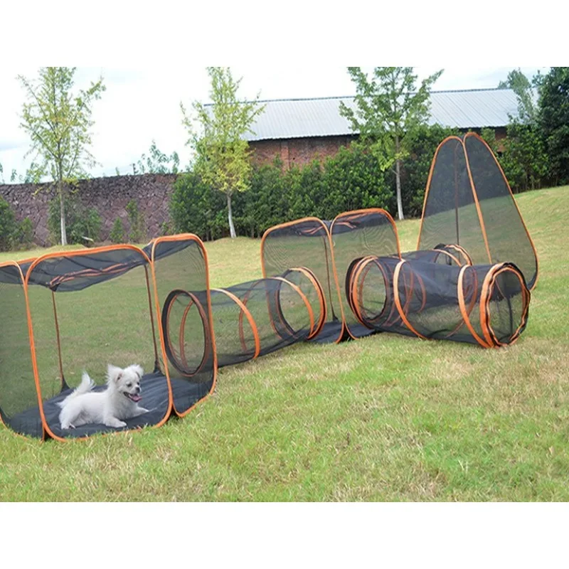 Foldable Pet Cage Dog Cat Kennel Outdoor Play Fence Portable Pet Game Channel Toy Enclosure For Indoor Outdoor Training