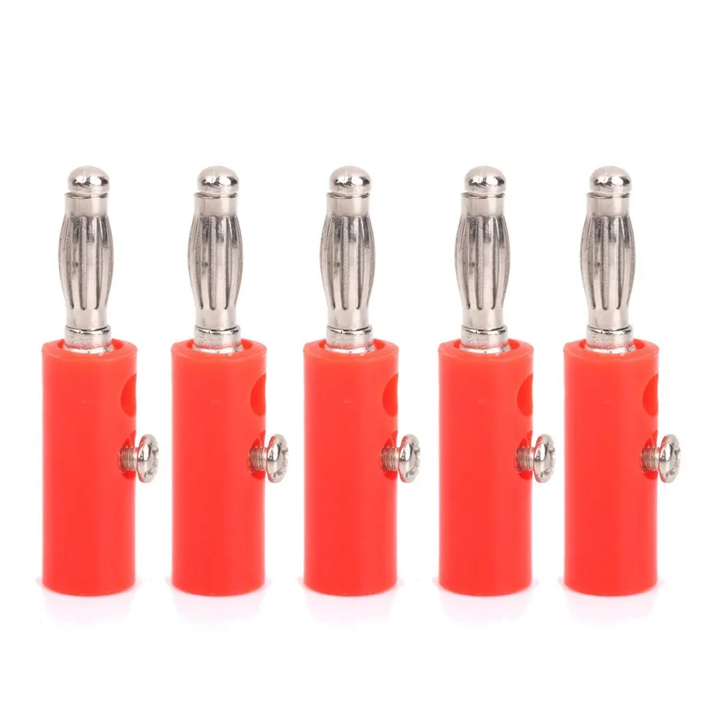 4mm Insulated Banana Plugs Connectors Jack New 10pcs Red + BlackJAS