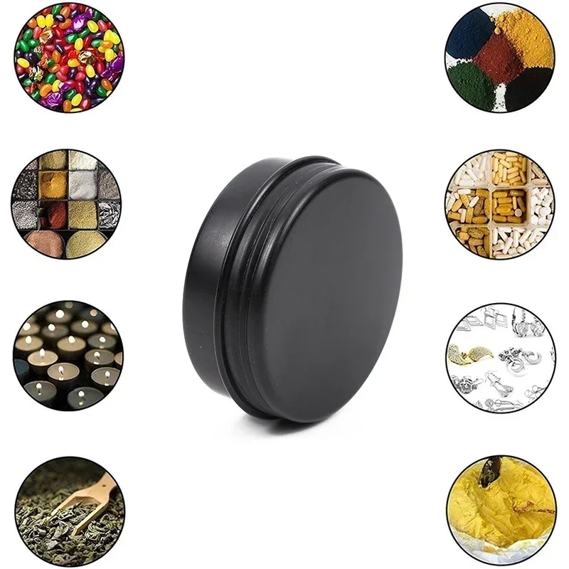 50Pcs Black Empty Candle Jars with Lid Wholesale 5/10/15/20/30/50/60g Aluminum Tin Can Metal Box Lip Balm Skincare Container