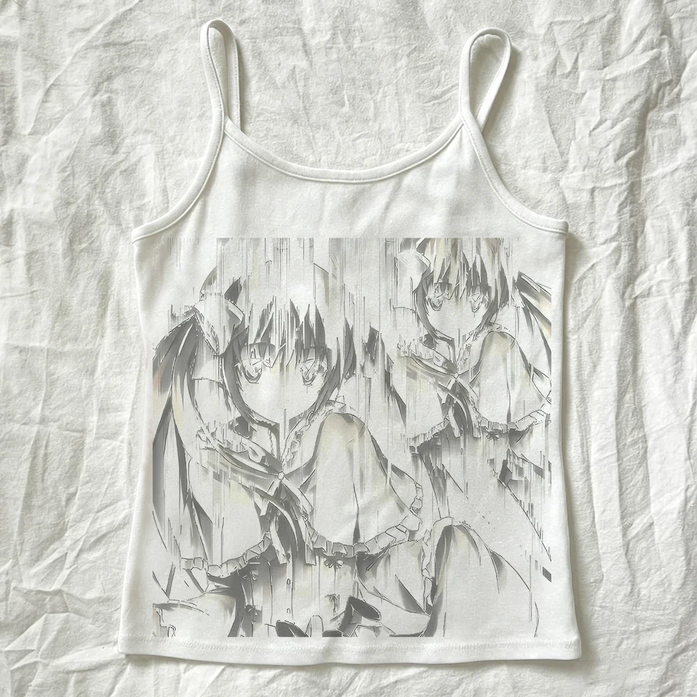 2000s Y2k Tops Sexys Women's Top Goth Clothes Harajuku Aesthetic Women's Blouses 90s Clothes Vintage Cute Tops With Suspenders