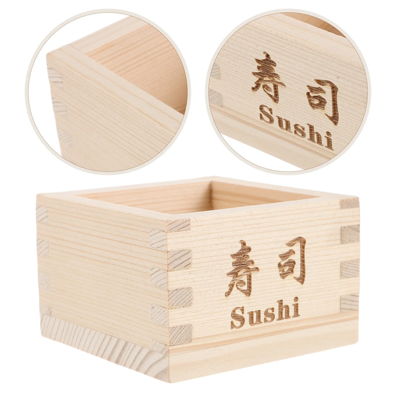 Copa de Sake Japonesa Masu, Caja de Madera para Copas de Sake Masu, Bandeja de Sushi Tradicional de Madera, Contenedor de Almacenamiento de Alimentos para el Hogar, Contenedor de Bocadillos para Comida Japonesa