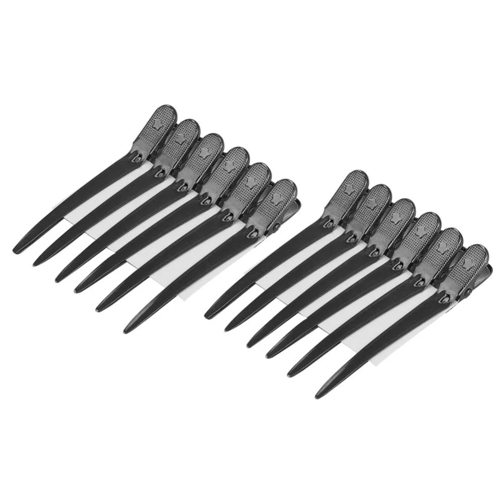 12pcs Professional Hair Styling Clips Practical Black Color Salon Hair Clips Durable Duck Bill Design Hair Sectioning Clips