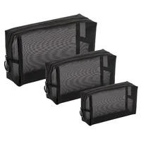 Bolsa de cosméticos de malla de nailon con cremallera, organizador de artículos de tocador en forma de caja, bolsas de maquillaje, lápiz labial multifuncional para mujer, monedero, bolsa