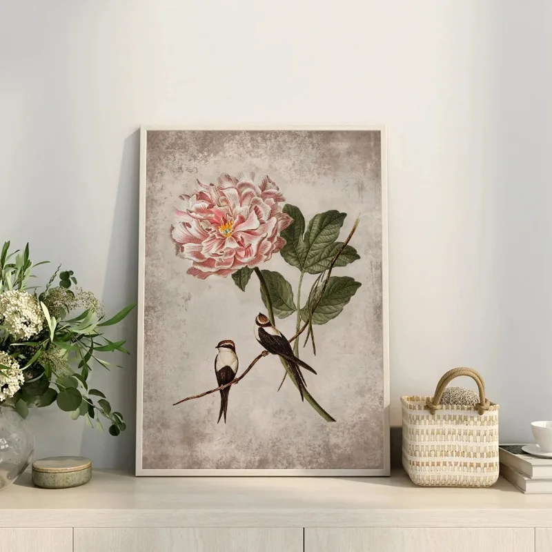 Vintage Birds Toucan Flamingo Magpie Jay White Heron Posters Prints Canvas Painting Animal Bird Wall Picture for Room Home Decor