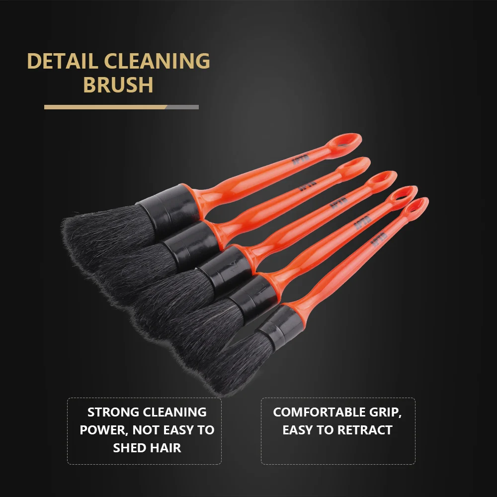 (Single Sale) SPTA Handle CarDetail Brush with Natural Boar\'s Hair Vehicle Interior Cleaning for Seat, Dashboard, Air Outlet