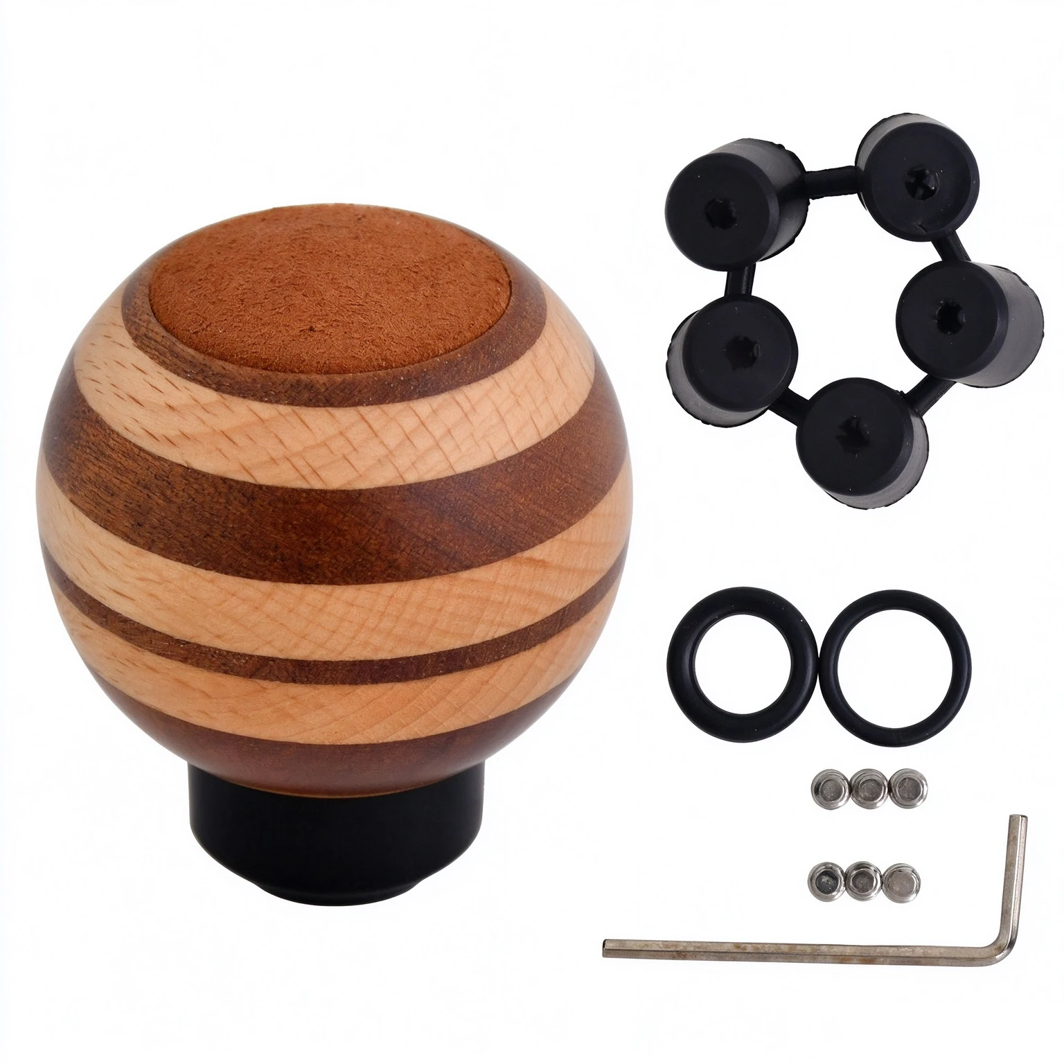 LY Retro JDM Racing Interior Wooden Gear Knob Spherical Striped Wood Manual Universal Car Wooden Gear Shift Knob