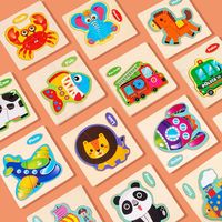 Lovely Wood 3D Animal Jigsaw Animal Multiple-topic Puzzle 3D Wooden Puzzle Intelligence Game Puzzle Learning Cognition Kids Toy