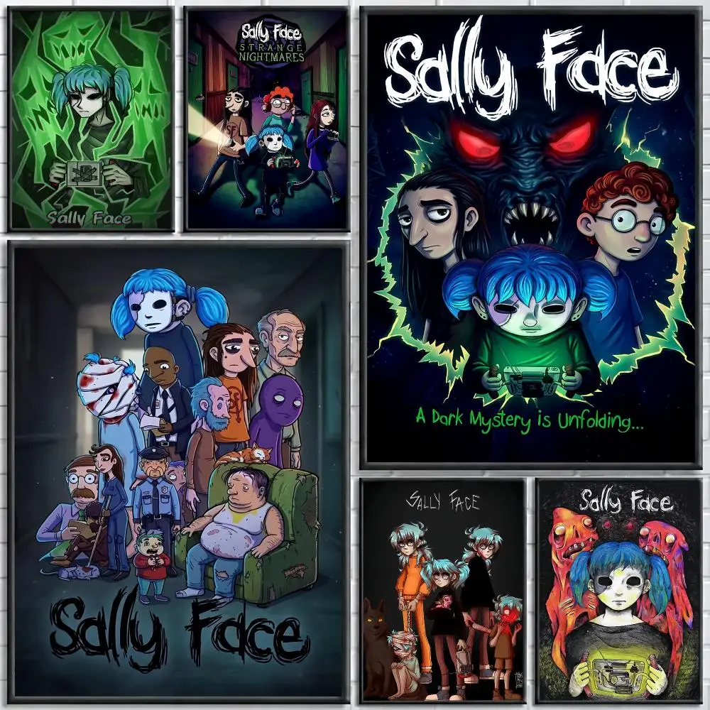 Game Sally Face Game Inspired Painting Calligraphy Stylish Canvas Poster Wall Art for Bedroom Living Room Study Home Decor Gift