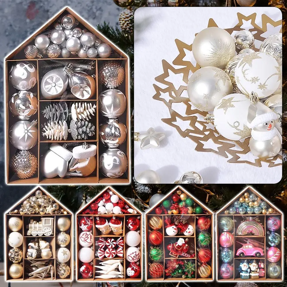 24/70pcs  3/6CM Christmas Ball Ornaments XMAS Tree Balls Multicolor Bear Candy Santa Decoration Set For Home Christmas Party