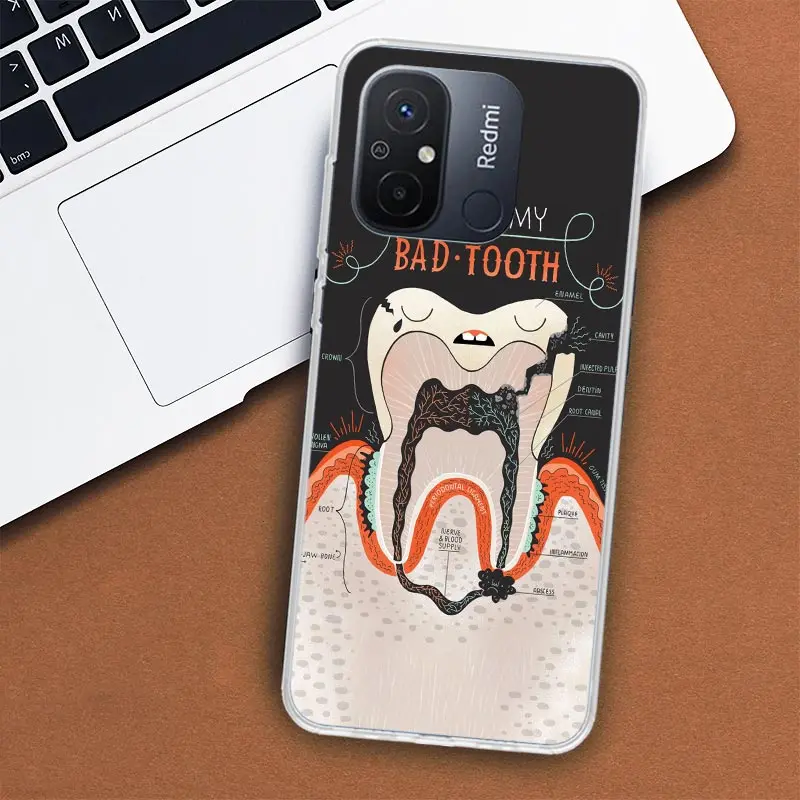 Wisdom Teeth Dentist Tooth Phone Case For Xiaomi Redmi 12 12C 10 10C 10A 9T 9C 9A 9 8 8A 7 7A 6 6A K70 K60 K20 K30 K40 Pro S2 Fu