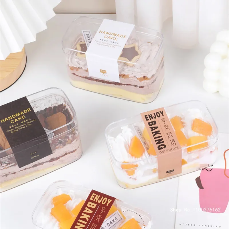 

10pcs Net Red Transparent Dessert Cake Packaging Box Square Baking Decoration Sanck Cookies Candy Chocolate Plastic Cup with Lid