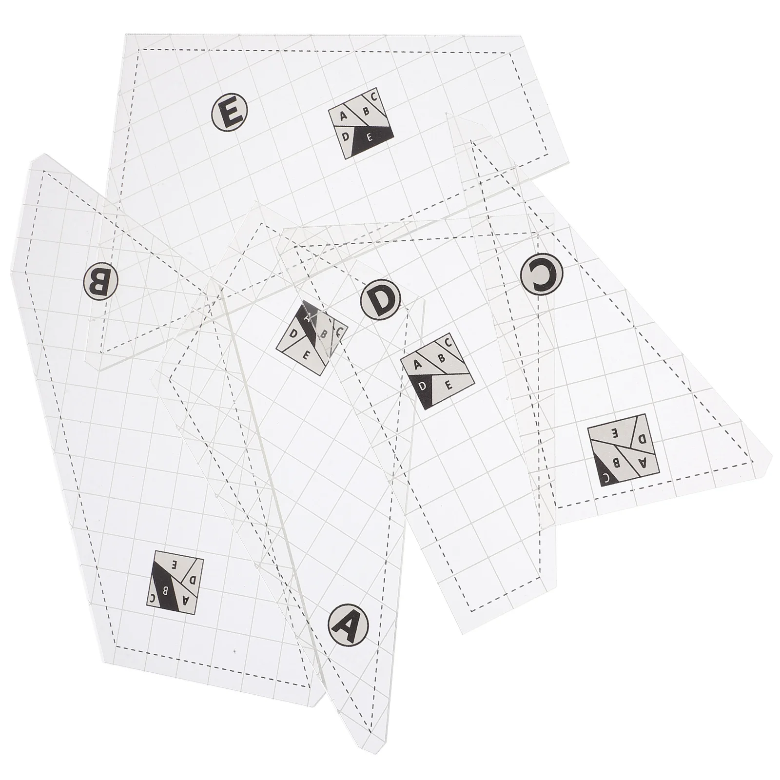 

5pcs Patchwork Ruler Template Lightweight Sewing Quilting Multifunctional High Precision Creative Tools Acrylic Patterns