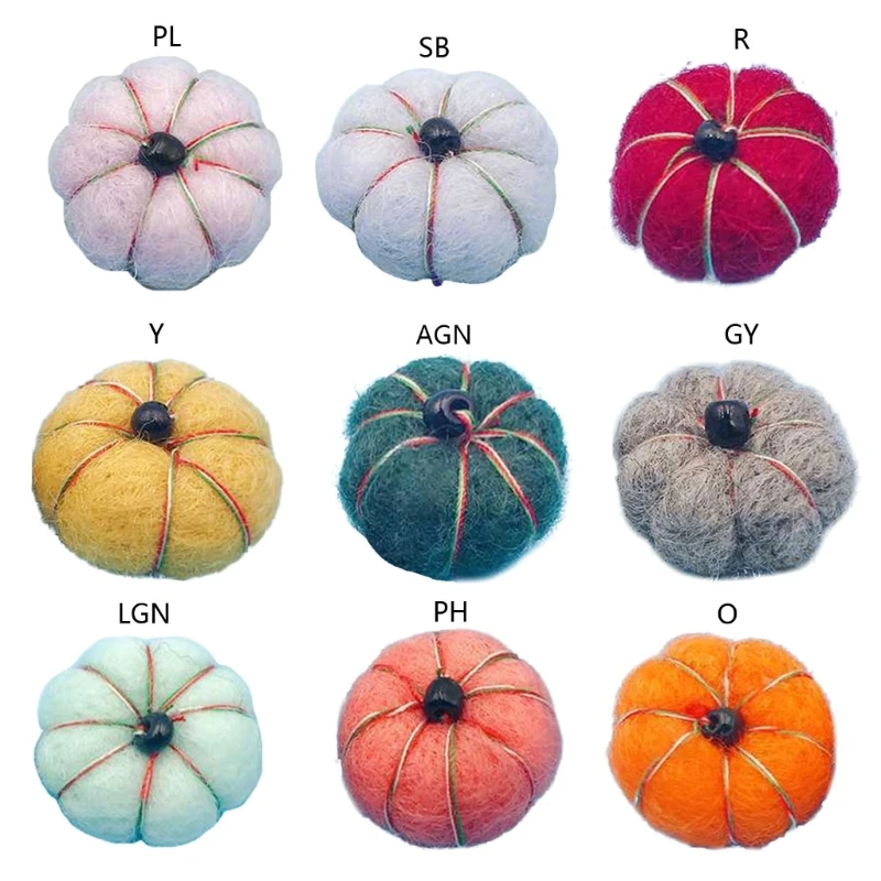 5Pcs Wool Felt Pumpkins for Crafts Thanksgiving Halloween Farmhouse Decoration P31B