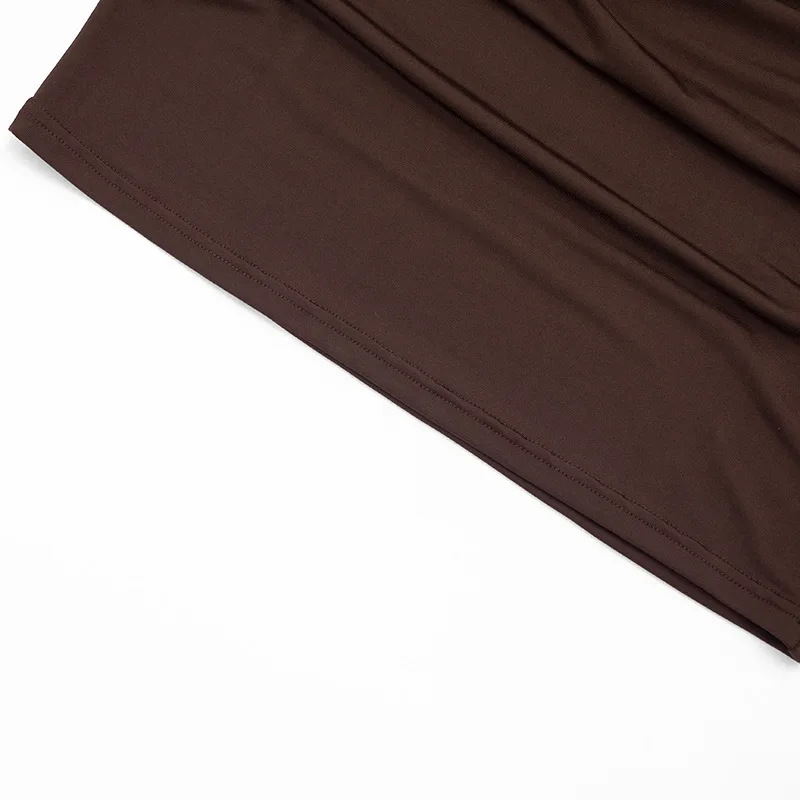Elegantes Gerafftes Minikleid Damenmode Einfarbiges Vintage Braunes Bodycon Sexy Kleid Sommer Hochgeschnittenes Party Y2k Damenkleid – Detail 17