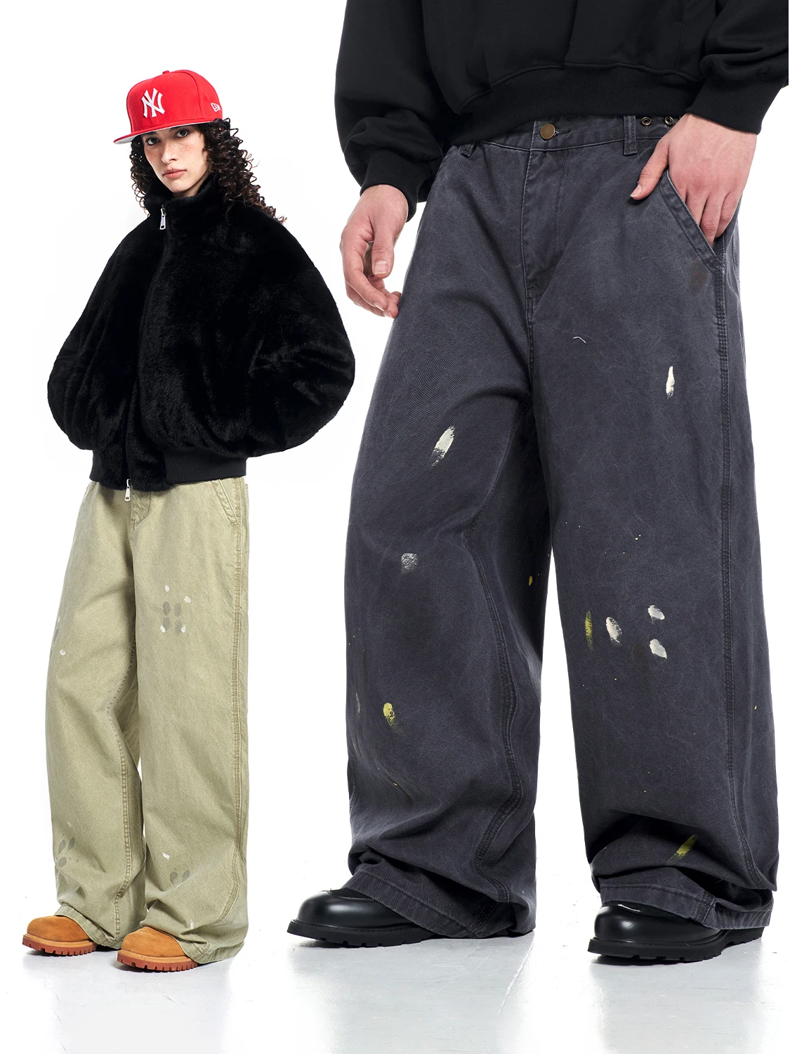 

Мужские повседневные брюки MT99 в американском ретро-стиле с эффектом брызг краски, свободные, с высокой талией, прямые, широкие джинсы из хлопка