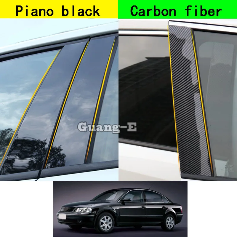 

6Pcs Car Pillar Posts Door Window Trim Decal Cover For VW Volkswagen Passat B5 2002 2003 2004 2005 Exterior BC Column Sticker