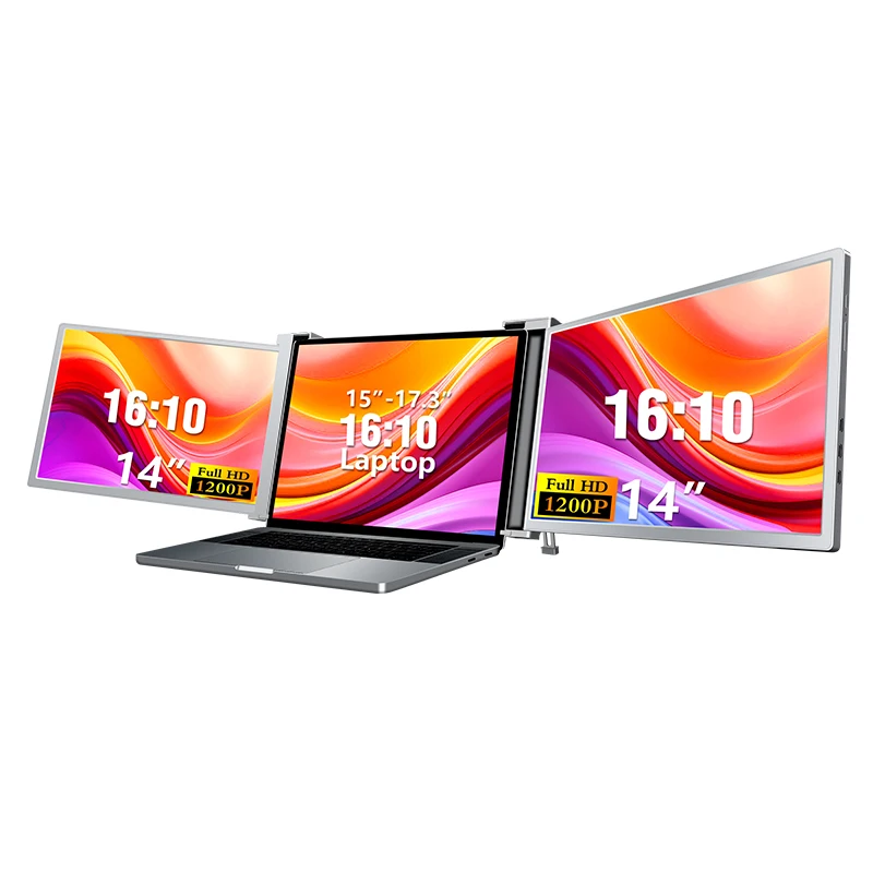 Triple Screen Portable 14 Inch 1920*1200 IPS Display USB C Type-C Power Compatible for PC 15-17 Laptop