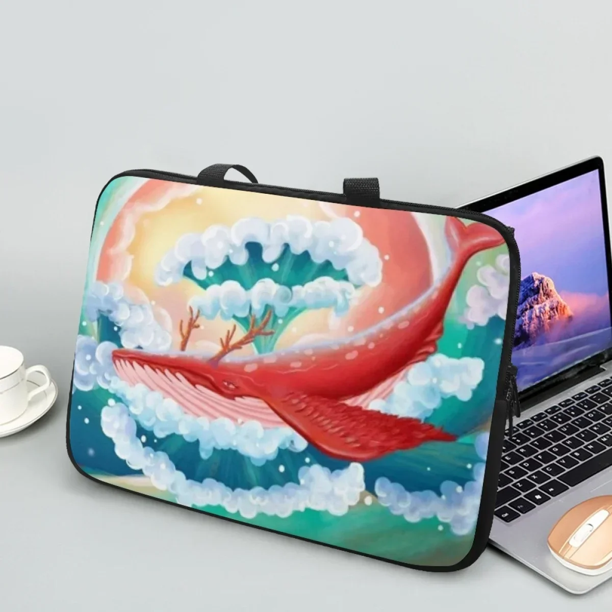 

Cartoon Huge Fish Laptop Bags Animal Painting Computer Case Cover Handle Bag Portable Tablet Travel Universal Sac A Mains Femme