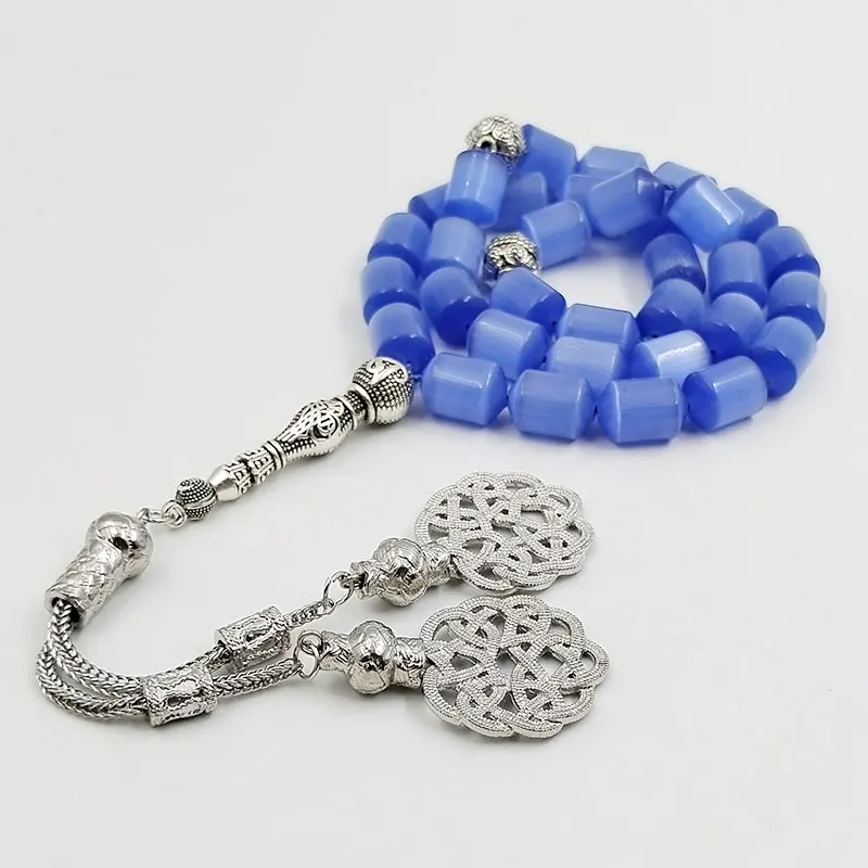 

Tasbih blue cat eye stone muslim bracelet 33 45 51 66 99 100 Beads islamic prayer beads Ramadan gifts Turkish jewelry misbaha