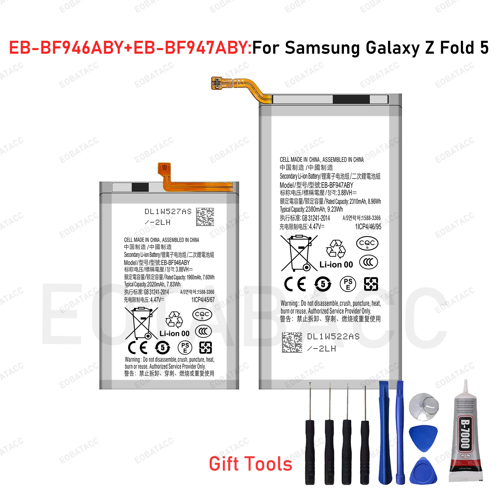 2025 Years 100% New Original Battery EB-BF946ABY EB-BF947ABY For SAMSUNG Z Fold 5 Battery + Free Tools