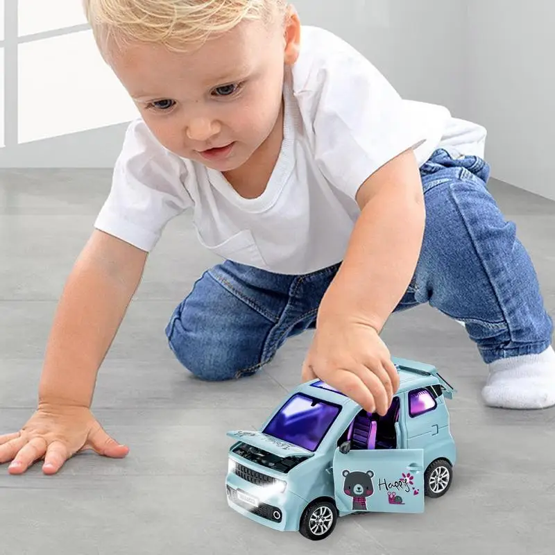 Mini-Autos für Kinder ziehen Autos Spielzeug kleine tragbare Spielzeug auto leuchten offene Tür Autos pielzeug mit Ton Kinder Simulation Autos pielzeug