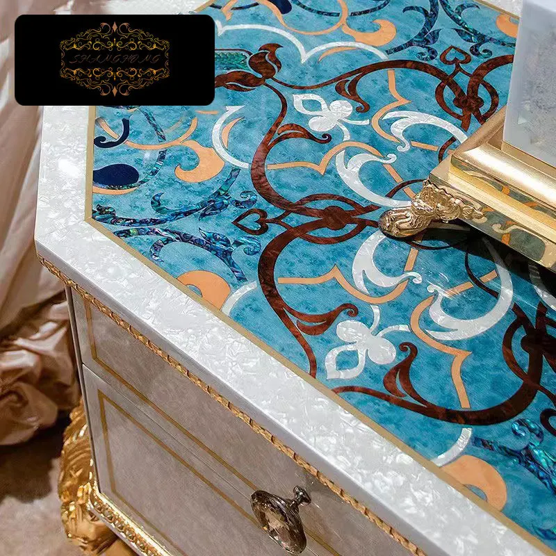 French style, princess bed, luxury, villa, master bedroom, solid wood, double bed, shell, carved